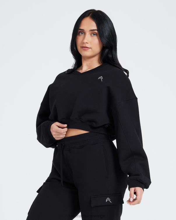 Kläder svart 4B046611 oversized v-ringad sweatshirt hela dagen Oner Active